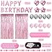 ZERODECO Pink Birthday Party Decorations Happy Birthday Banner Pompoms Balloons Pink Fringe Curtain Party Dcor for Baby Girls Women Party - Image 4