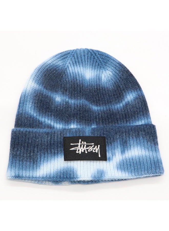 Stussy Blue Tie-Dye Knit Beanie - Iconic Signature Design | Warm & Stylish Streetwear Essential