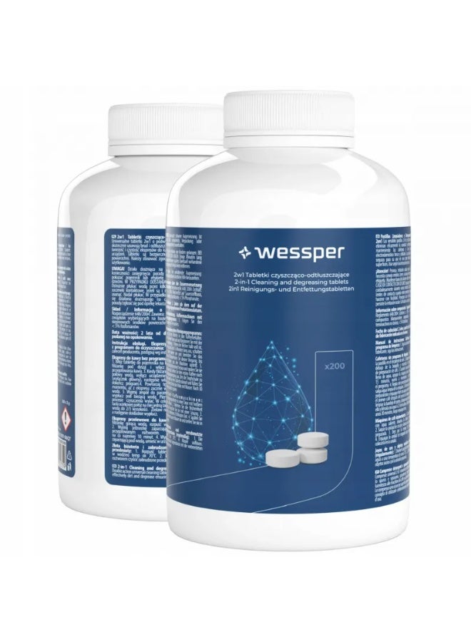 أقراص تنظيف وإزالة دهون من ويسبر (2-في-1) لصنْع القهوة – 200 قطعة - Image 1