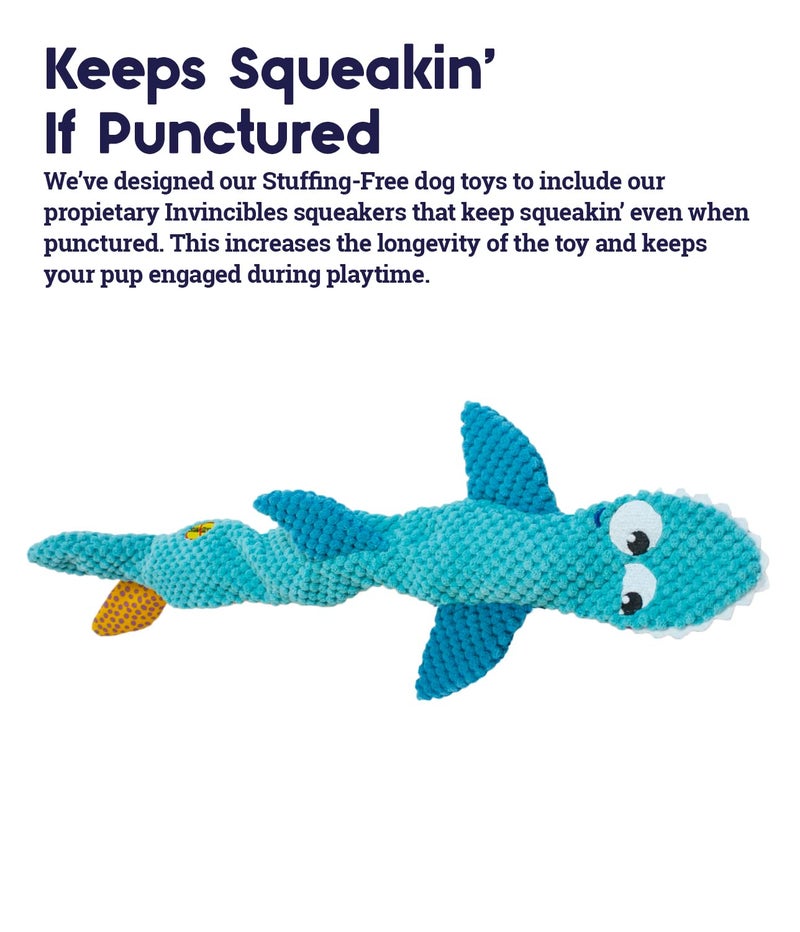 Petstages Stuffing-Free Floppy Shark Plush Dog Toy, Large - Image 5