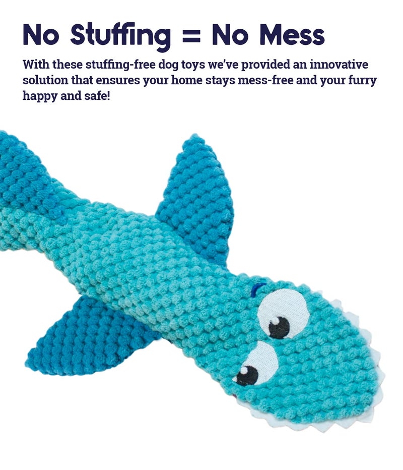 Petstages Stuffing-Free Floppy Shark Plush Dog Toy, Large - Image 3