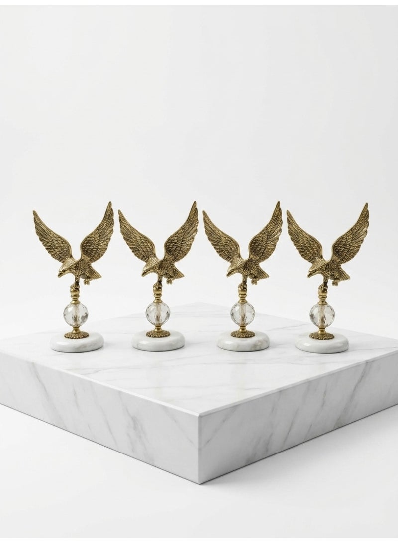 Arabian Golden Falcon Figurines, Solid Brass, with Crystal Ball and Marble Base, 29 cm, Luxury Home Decor - Image 3