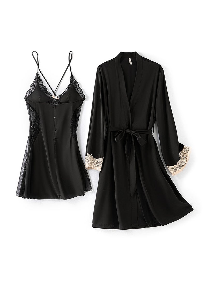 Generic - Two-Piece Tie Nightgown And Nightgown Set - Image 1
