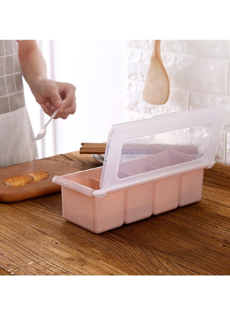 LIMITLESS 4 Grid Seasoning Box Spice Jar Multi Grid Seasoning Rack Container for Household Kitchen Jar Cruet Kitchen Salt Box for Spices Herbs, Assorted Color  - Image 4