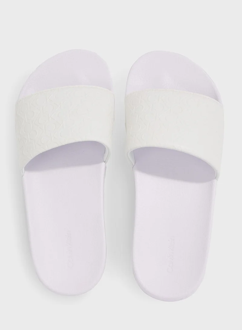 CALVIN KLEIN Monogram Pool Slides