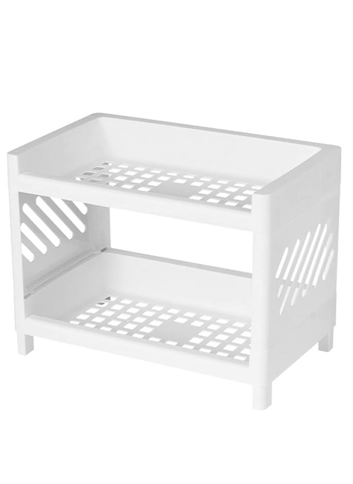 Arabest Desk Storage Rack, Desk Organizer Shelf Top Shelf Stand Plastic Bathroom Countertop Organizer Corner Shelf Bedroom Storage Tray Storage Shelf Storage Box Toiletries  - Image 1
