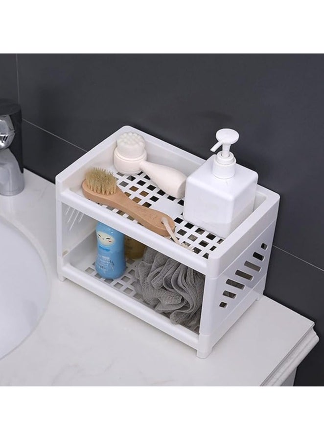 Arabest Desk Storage Rack, Desk Organizer Shelf Top Shelf Stand Plastic Bathroom Countertop Organizer Corner Shelf Bedroom Storage Tray Storage Shelf Storage Box Toiletries  - Image 4