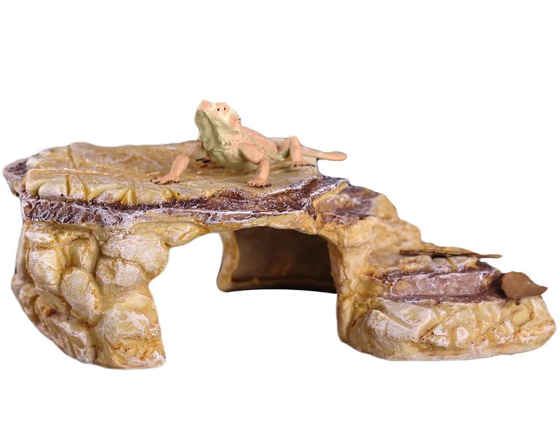 IBWell Turtle Basking Climbing Platform Aquarium Fish Tank Ornament Reptile Climbing Ramp Decorations for Salamanders Amphibians Newts Terrace Tortoise Resting SandyBrown