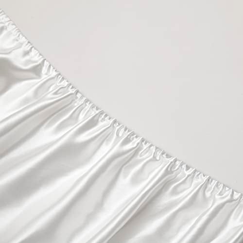 Counfeisly 3 Pieces Satin Sheets Set, Twin Size Luxury Silky Soft Satin Bed Sheets with 1 Deep Pocket Fitted Sheet, 1 Flat Sheet, 1 Pillowcase, White - Image 4