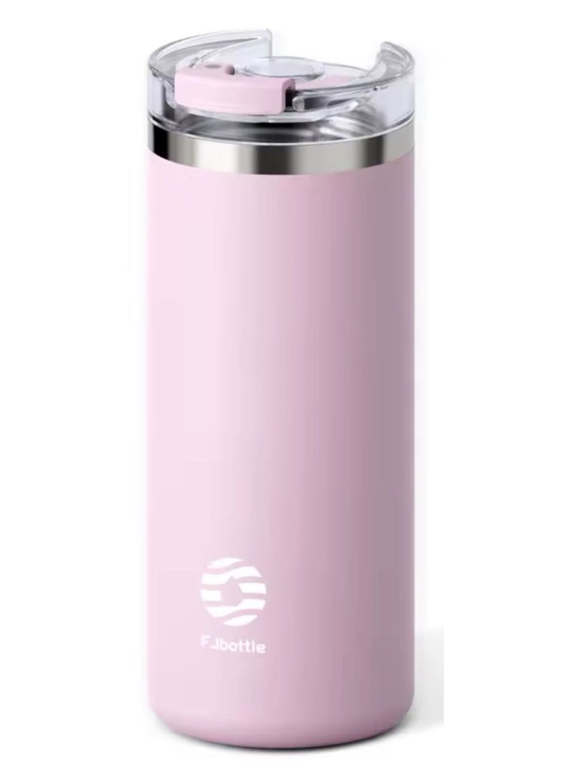 Fjbottle - زجاجة ترمس قهوة من الفولاذ المقاوم للصدأ، كوب حراري، مانع للتسرب، قوارير مفرغة من الهواء للسيارة، كوب سفر، محمول، يحافظ على البرودة والسخونة، 600 مل (20 أونصة) وردي - Image 1