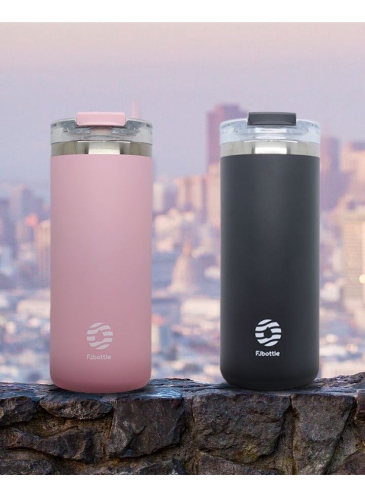 Fjbottle - زجاجة ترمس قهوة من الفولاذ المقاوم للصدأ، كوب حراري، مانع للتسرب، قوارير مفرغة من الهواء للسيارة، كوب سفر، محمول، يحافظ على البرودة والسخونة، 600 مل (20 أونصة) وردي - Image 2