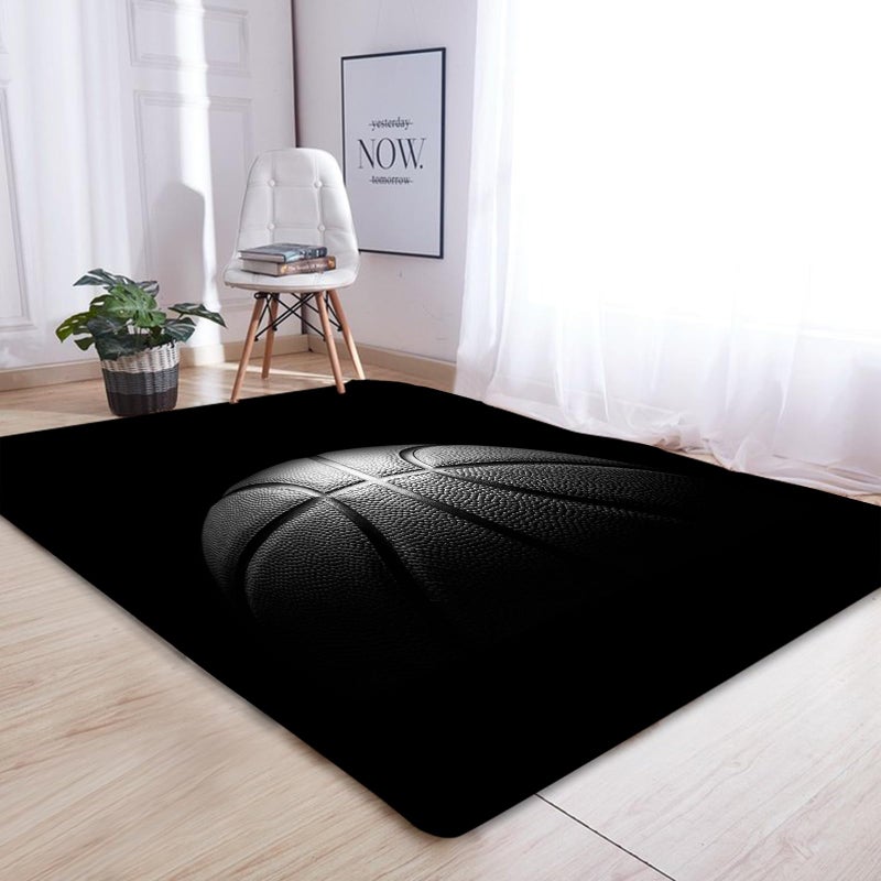 kxry 6 * 9 Feet Black Basketball Soft Area Rugs for Kids Girls Boys Basketball Sports Floor Carpet for Living Room Bedroom Dorms Nursery Rooms Home Decor Aesthetic - Image 2