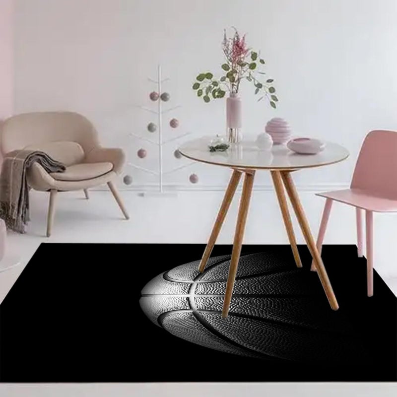 kxry 6 * 9 Feet Black Basketball Soft Area Rugs for Kids Girls Boys Basketball Sports Floor Carpet for Living Room Bedroom Dorms Nursery Rooms Home Decor Aesthetic - Image 4
