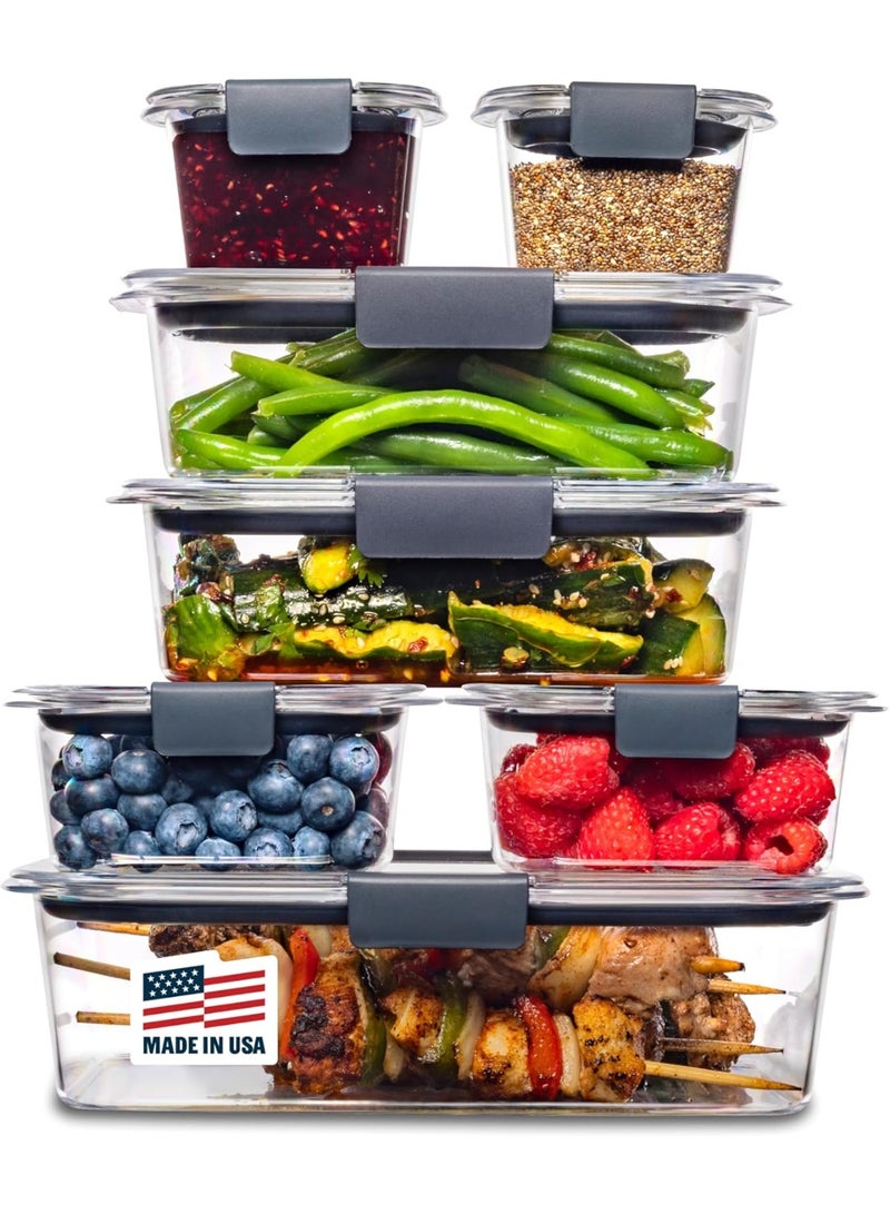 Rubbermaid Brilliance Food Storage Containers, 14 Piece Plastic Containers with Lids, BPA-Free, Leak Proof, Clear - Image 2