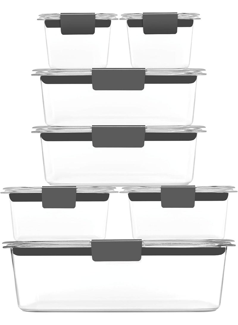 Rubbermaid Brilliance Food Storage Containers, 14 Piece Plastic Containers with Lids, BPA-Free, Leak Proof, Clear - Image 1