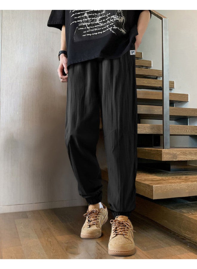 FOLUNSI Men's Casual Pants Summer Trendy Korean Style Joggers Fashion Loose-fit Drawstring Trousers - Image 1