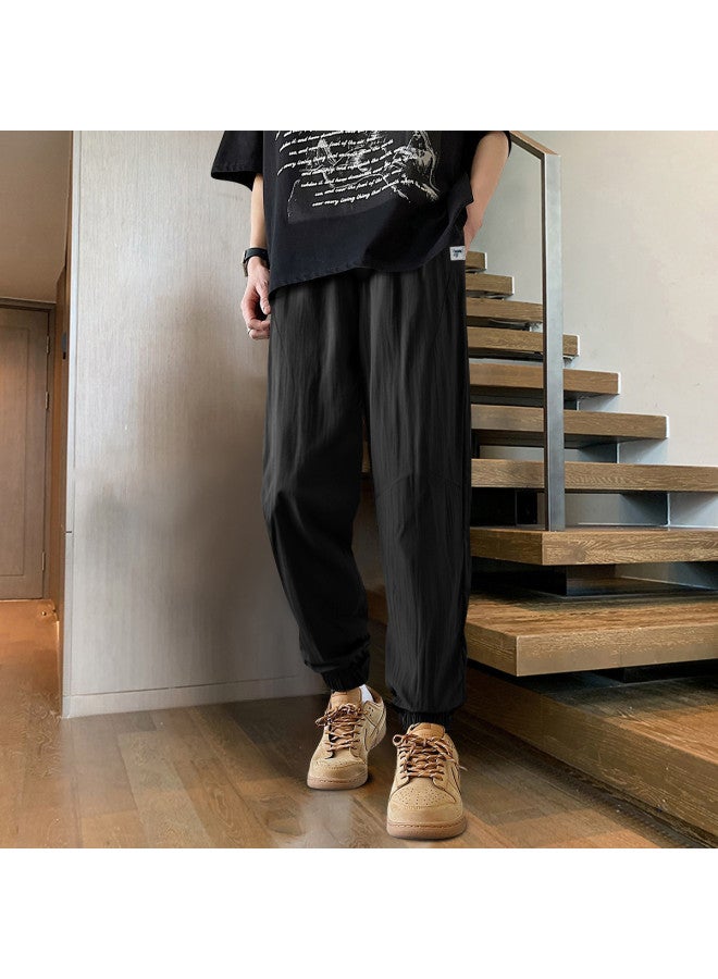 FOLUNSI Men's Casual Pants Summer Trendy Korean Style Joggers Fashion Loose-fit Drawstring Trousers - Image 2