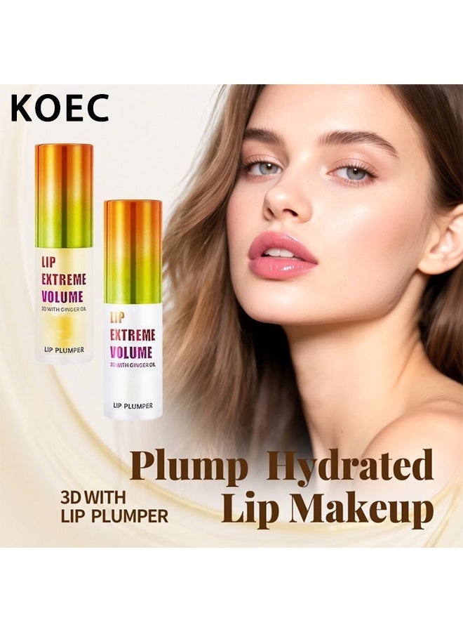 KOEC Lip Extreme Volume, Lip Plumper Set, Plumping Lip Gloss, Lip Moisturizer for Dry Lips, Lip Filler Plumper, Volumize Lips Instantly for Thicker & Fuller Lips, Mint and Ginger - Image 2