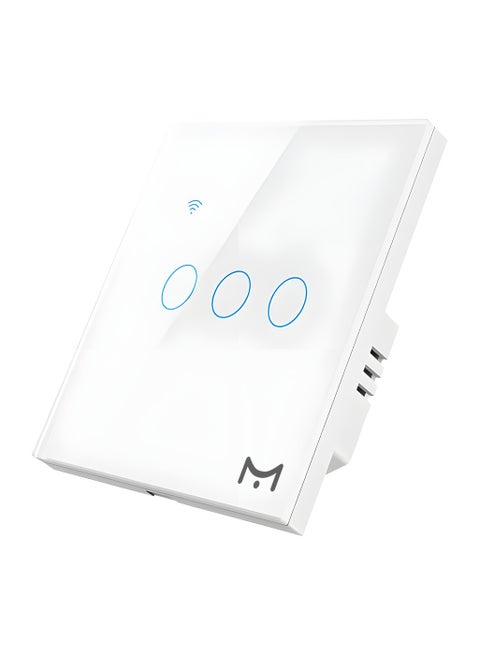 لوميف مفتاح إضاءة ذكي ، مفتاح ذكي بقوة 500 واط بدون الحاجة لاتصال محايد وبدعم للواي فاي، يعمل مع اليكسا وجوجل هوم وiOS واندرويد، (مفتاح ذكي يعمل باللمس (ثلاثي)(ابيض))