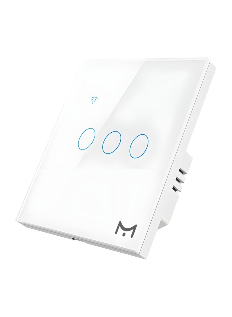 لوميف مفتاح إضاءة ذكي ، مفتاح ذكي بقوة 300واط/مخرج بدون الحاجة لاتصال محايد وبدعم للواي فاي، يعمل مع اليكسا وجوجل هوم وiOS واندرويد، (مفتاح ذكي يعمل باللمس (ثلاثي)(ابيض)) - Image 1