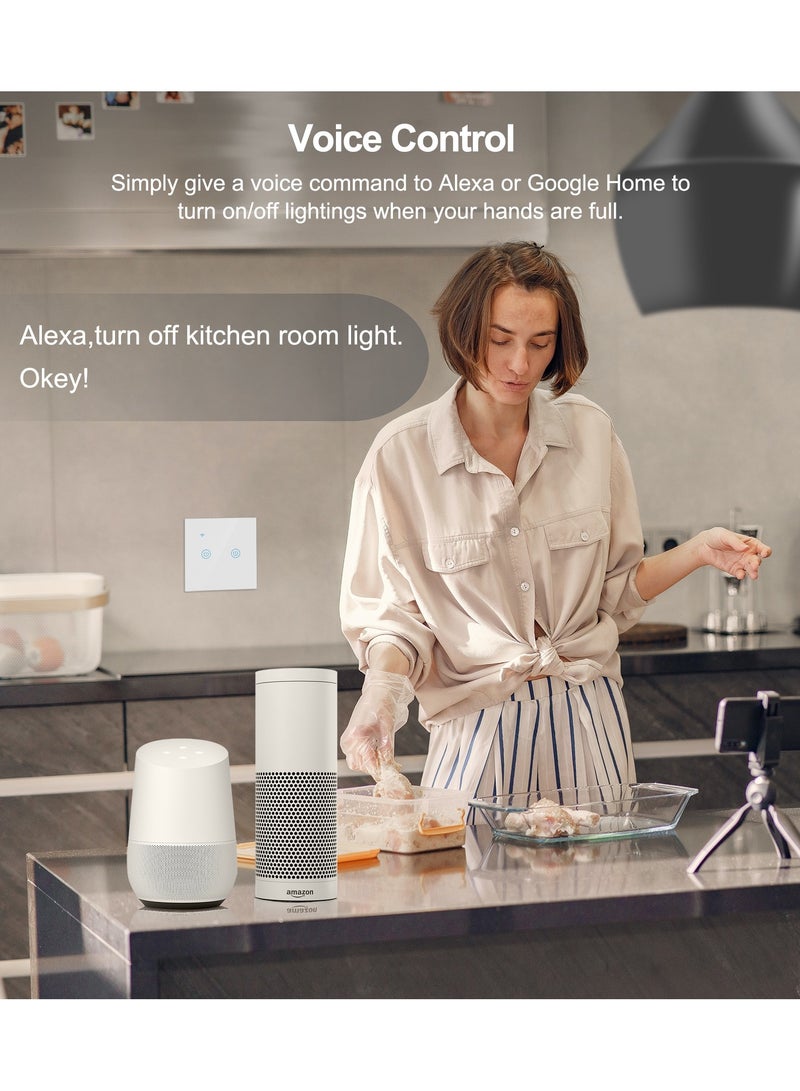 لوميف مفتاح إضاءة ذكي ، مفتاح ذكي بقوة 300واط/مخرج بدون الحاجة لاتصال محايد وبدعم للواي فاي، يعمل مع اليكسا وجوجل هوم وiOS واندرويد، (مفتاح ذكي يعمل باللمس (ثلاثي)(ابيض)) - Image 2