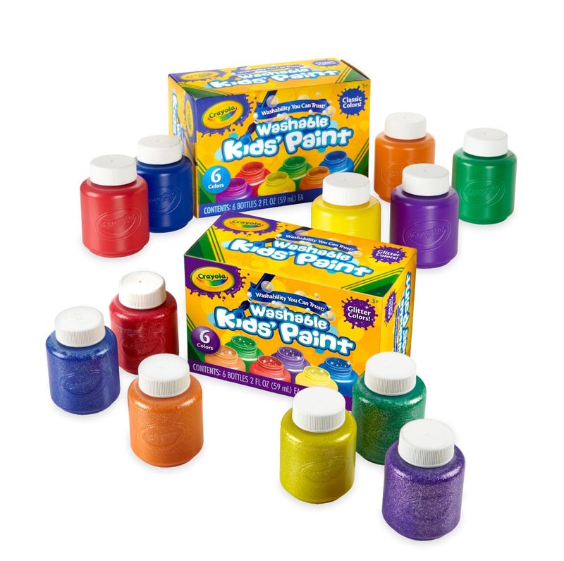 Crayola Washable Kids Paint Set (12ct), Classic and Glitter Paint for Kids, Arts & Crafts Supplies for Classrooms, Toddler Painting Kit, Gifts, Ages 3, 4, 5 [Amazon Exclusive] - Image 1