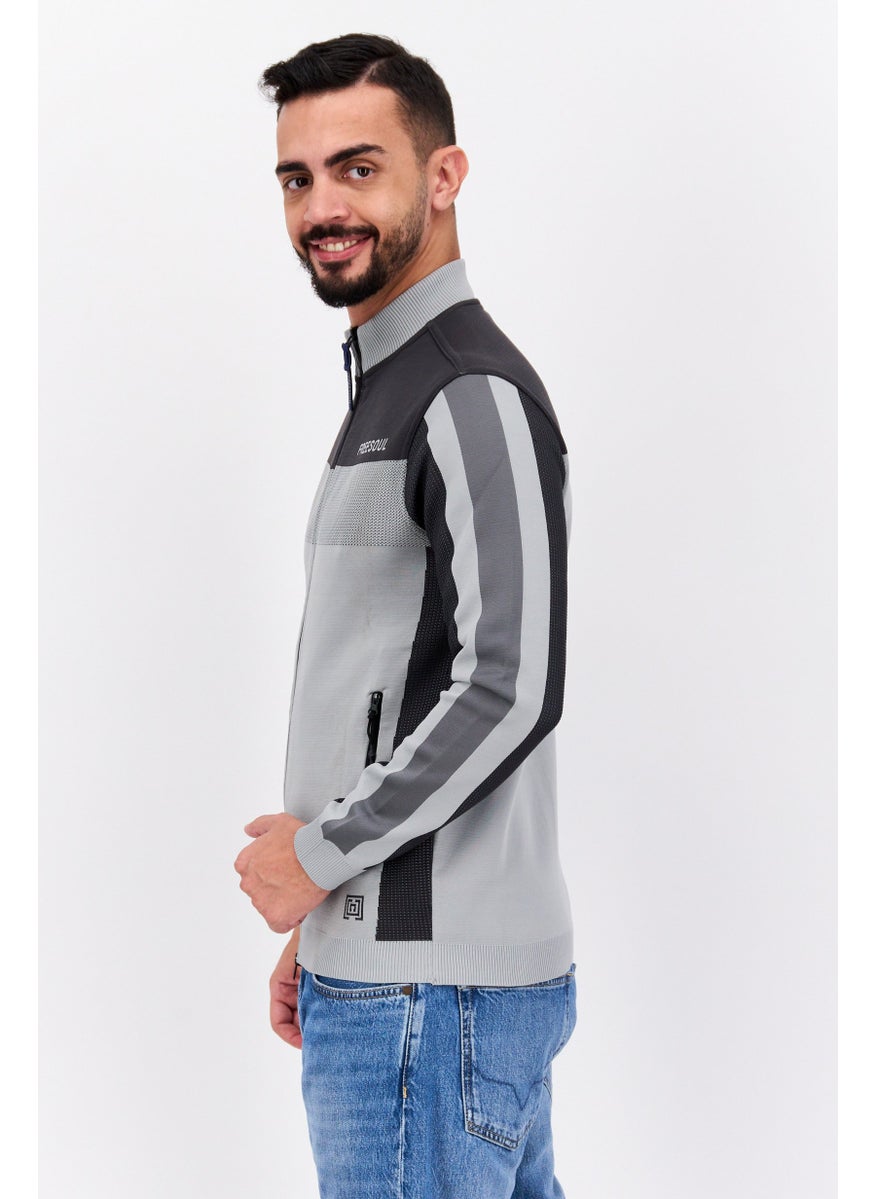 Free Soul Men High Neck Brand Logo Long Sleeves Sweatshirt, Grey  - Image 2