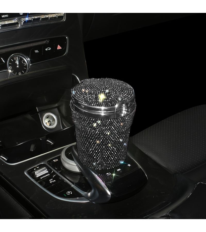 Luxury Diamond Windproof Car Ashtray Portable With Fantasy Purple Lid - Image 3