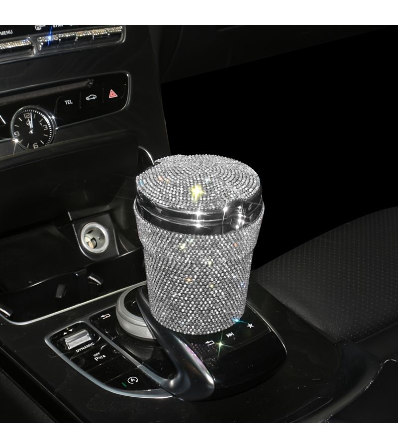 Luxury Diamond Windproof Car Ashtray Portable With Fantasy Purple Lid - Image 4