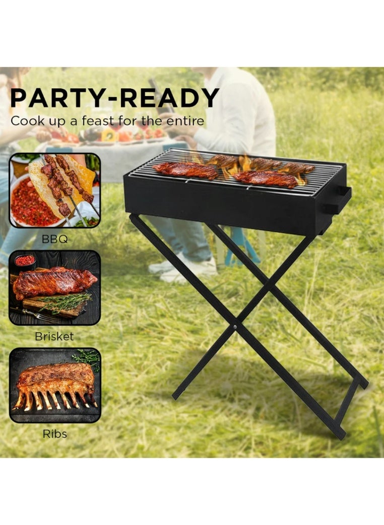 Raxoom Portable Foldable Charcoal BBQ Grill  Cooking Surface, Lightweight, Durable, and Easy-to-Clean for Outdoor Barbecues, Camping, and Picnics - Black  - Image 3