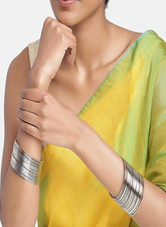 Honbon® Set of 36 Oxidised Shining Metal Bangles Set Latest Stylish Metal Ki Chudiya Traditional Antique look Bangle Bracelets Casual Wear Chudi Churi Kade for Women & Girls (2.10) - Image 4