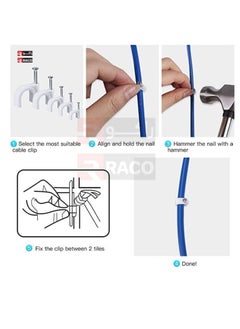 RACO Cable Clips with Steel Nails Cable Management for RG6, RG59, CAT6, RJ45 Cable Coax Cable, Ethernet Cable, TV Wire Cable, Telephone Cable, Led Starlight, Print Cable Pack of 100  - Image 4