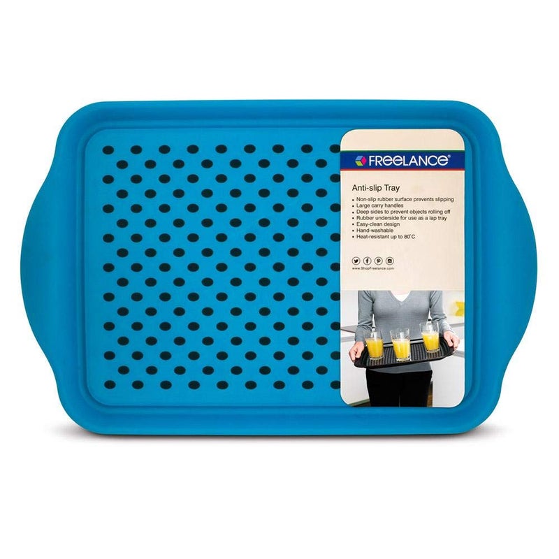 Freelance Polypropylene Kitchen Dining Anti Slip Serving Tray 44 x 29 cm Blue - Image 4