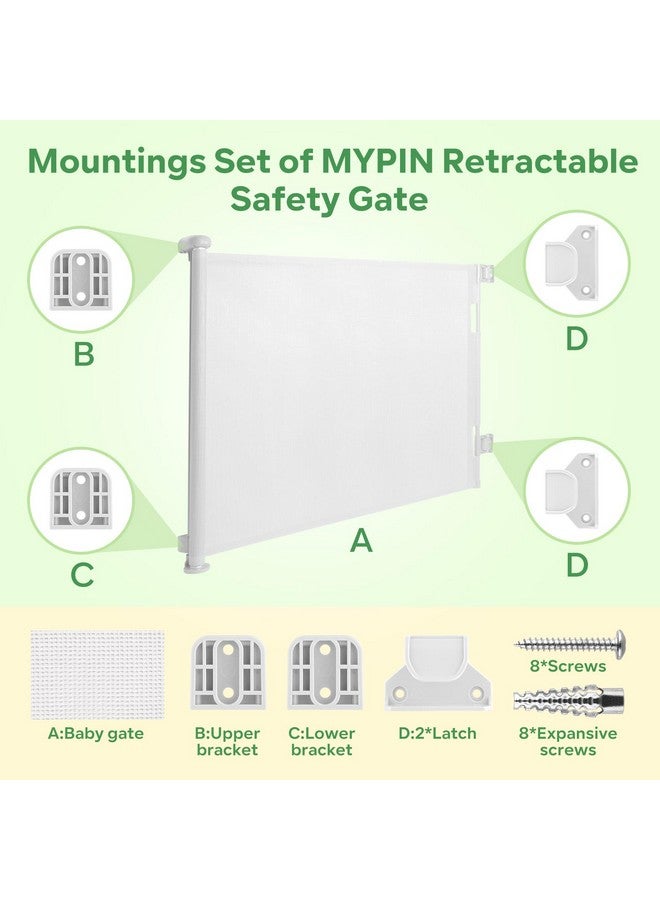 Mypin Retractable Baby Gate Replacement Parts Kit, Pet Gate Full Set Wall Mounting Hardware with Brackets Anchors and Screws(White) - Image 1