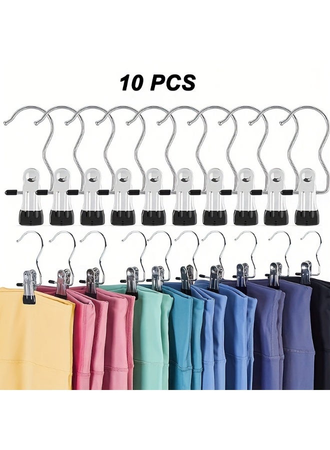 10 قطع من خطافات التعليق للغسيل، مشبك تعليق متعدد الأغراض من الفولاذ المقاوم للصدأ، خطاف غسيل، شماعات دبابيس غسيل للسراويل والقبعات والجوارب، ومشابك مناشف للمنزل والسفر (أسود) - Image 1