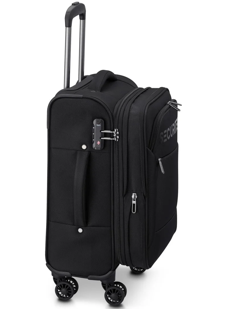 DELSEY Paris  Securitech Vanguard By Delsey Paris 55 Cm Softcase 4-Double Wheeled Expandable Cabin Luggage Trolley - Black  | Best Price UAE