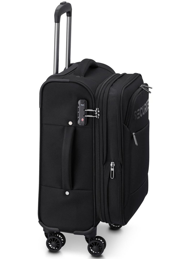 DELSEY Paris Securitech Vanguard By Delsey Paris 55 Cm Softcase 4-Double Wheeled Expandable Cabin Luggage Trolley - Black - Image 3