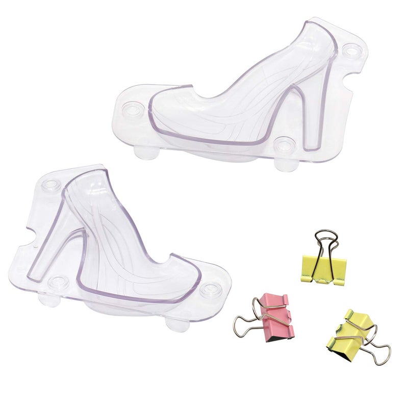 Besimple Big Size 3D High Heel Shoe Chocolate Mold  7.5"" X 7"" X 2.7"" Crystal Jelly Lady Shoes Mould With 3 Clips Candy Cake Decoration Desserts Fondant Model Diy Home Baking Pastry Tool - Image 2