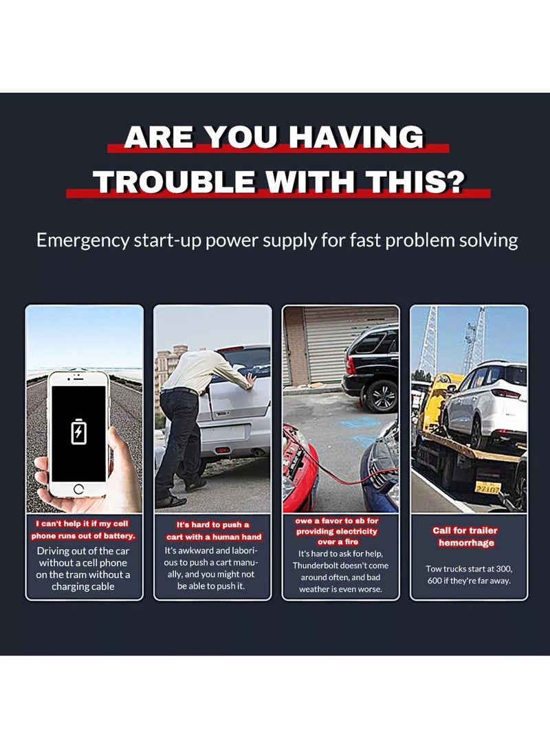 سناجل جهاز تشغيل محمول للسيارة بقوة 1200 أمبير، وبطارية 49800 مللي أمبير/ساعة 12 فولت، مزود بمشابك ذكية، وإضاءة LED، ومنفذ شحن USB. - Image 4