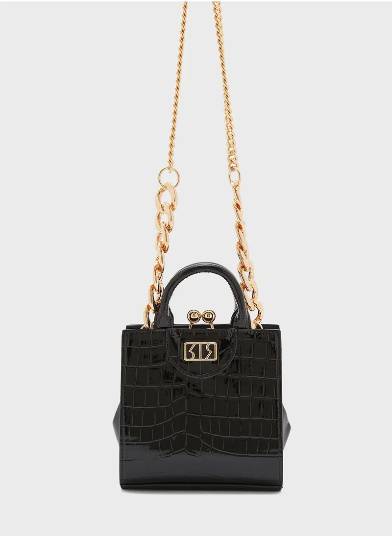 RIVER ISLAND Croc Clip Frame Crossbody