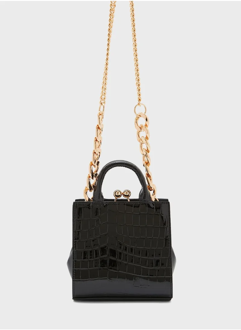 RIVER ISLAND Croc Clip Frame Crossbody
