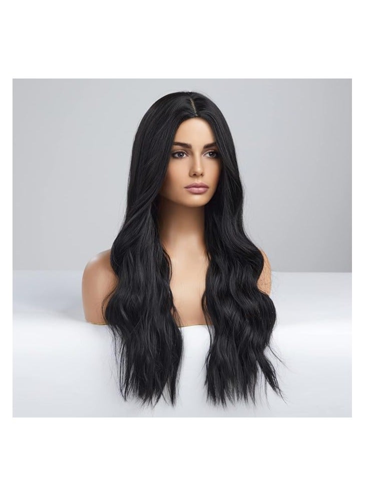 Long Blonde Wigs for Women,Synthetic Wavy Hair Wig with Dark Roots Part Costume for White Women