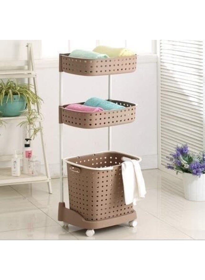 DubaiGallery Multi-Layer Laundry Hamper with Wheels – Removable Storage Baskets for Clothes, Towels, and Toys - Image 3