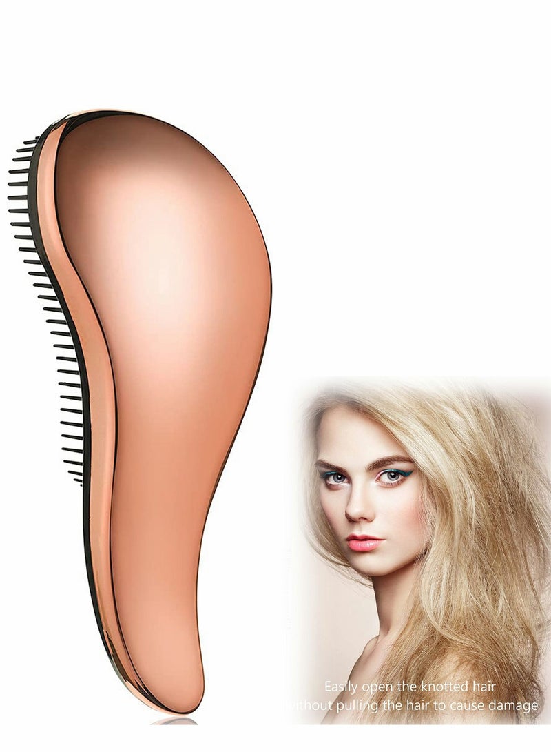 Excefore فرشاة فك التشابك، مجموعة فرشاة تدليك مضادة للعقد، فرشاة فرد شعر خالية من الألم للشعر المجعد، السميك، الطبيعي، المستقيم، الناعم، الرطب أو الجاف للنساء والأطفال والأطفال الصغار (ذهبي وردي) - Image 1