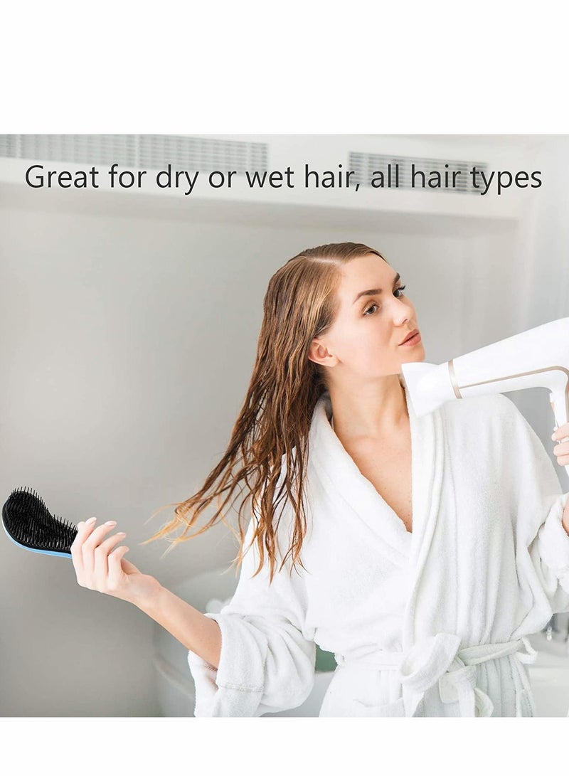 Excefore فرشاة فك التشابك، مجموعة فرشاة تدليك مضادة للعقد، فرشاة فرد شعر خالية من الألم للشعر المجعد، السميك، الطبيعي، المستقيم، الناعم، الرطب أو الجاف للنساء والأطفال والأطفال الصغار (ذهبي وردي) - Image 2