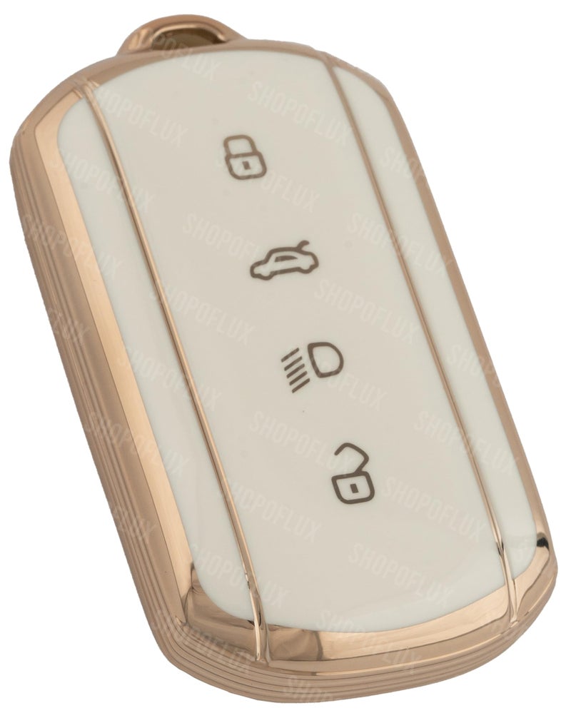 SHOPOFLUX TPU Key Cover Compatible with Tata Curvv | Curvv EV Electric | Sierra |Safari | Harrier | 4 Button Smart Key Only (White) - Image 1