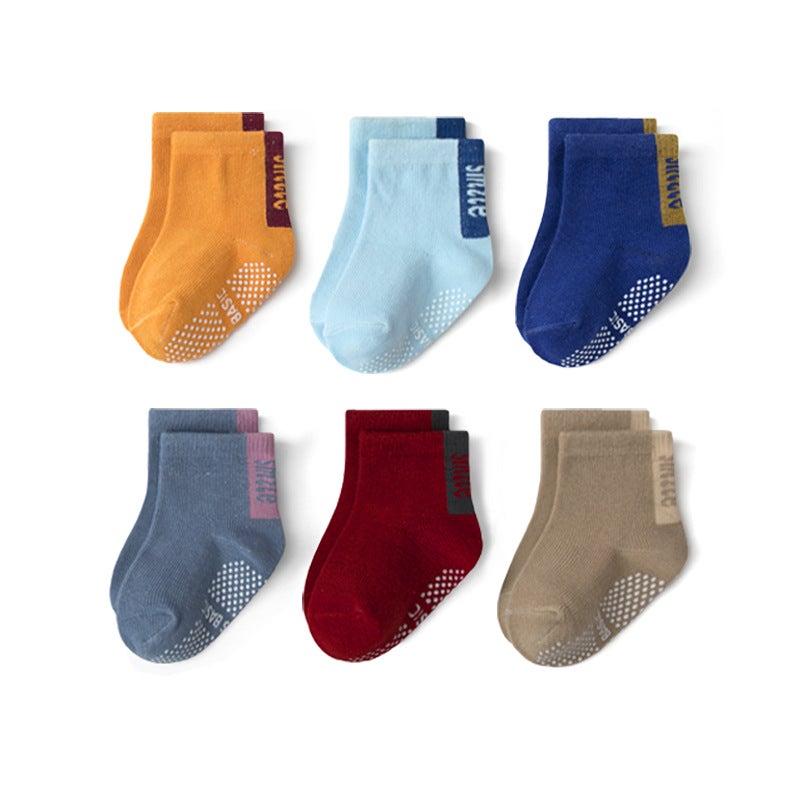 2021 New Children's Non-slip Floor Socks Solid Color Dot Cotton Socks Children's Socks Wholesale 12 Pairs KB108 multi-color 12-pair combination L code(14-16cm) is recommended for 3-5 - Image 5