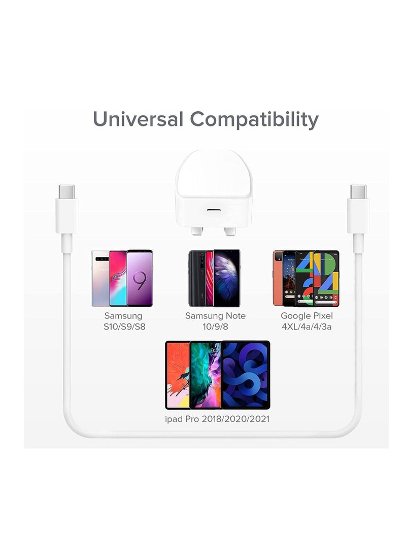 إن تك شاحن محول الطاقة NTECH 20W USB C مع كابل USB C متوافق مع أي جهاز يدعم USB C. - Image 2