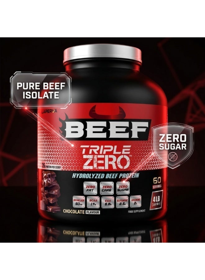 Laperva Beef Triple Zero Hydrolyzed Beef Protein Powder Chocolate Flavor 4 LB 100% Hydrolyzed Animal Protein 27 g Protein Per Serving 7.3 g EAAs 1.5 g BCAAs 2.7 g Glutamine Halal Sugar Free Fat Free Low Carb Lactose Free - Image 3