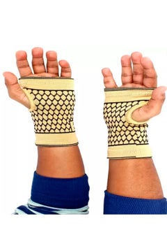 Generic Elastic Palm Support Gloves for Sports Fitness Wrist Pain Relief, begie  - Image 3